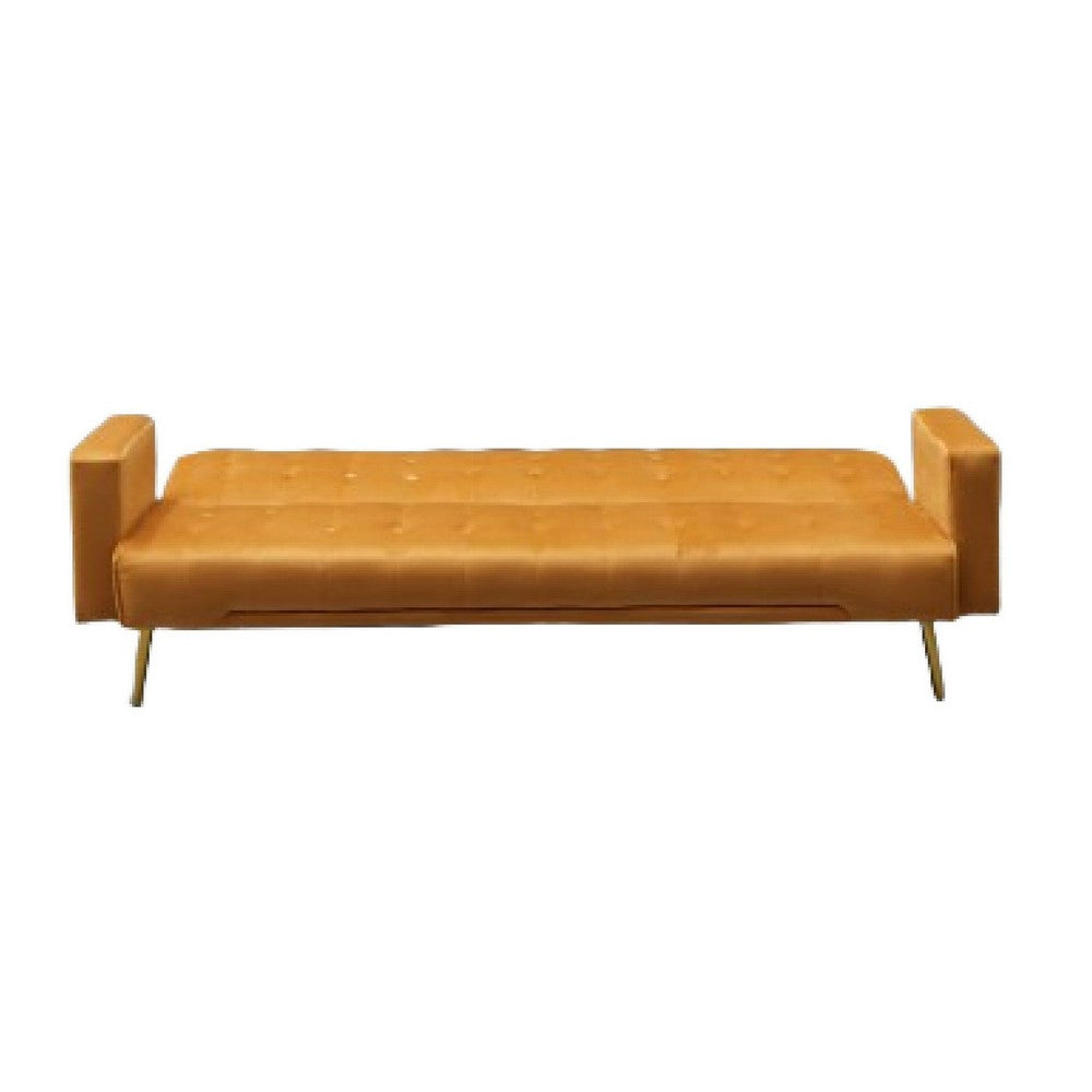 Jera Modern Convertible Sofa Bed | Tufted Ginger Brown Velvet | 75"