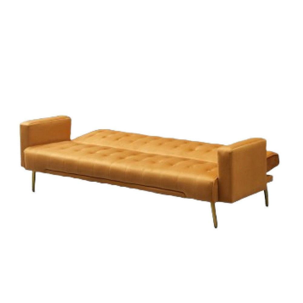 Jera Modern Convertible Sofa Bed | Tufted Ginger Brown Velvet | 75"