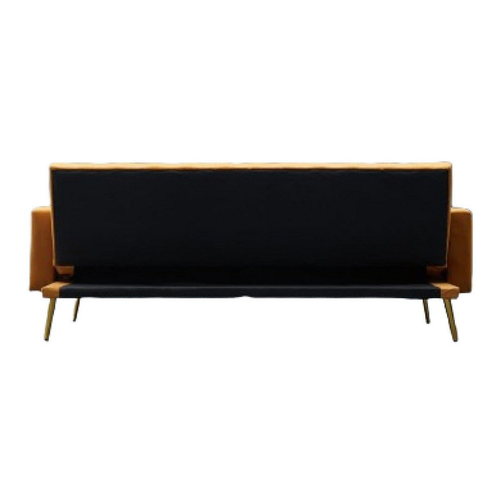Jera Modern Convertible Sofa Bed | Tufted Ginger Brown Velvet | 75"