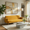 Jera Modern Convertible Sofa Bed | Tufted Ginger Brown Velvet | 75"