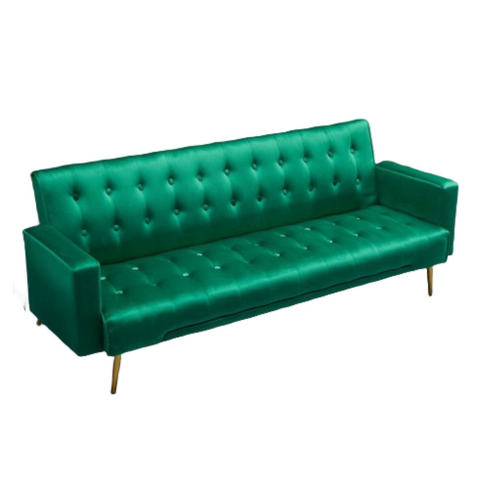 Jera Modern Convertible Sofa Bed | Tufted Dark Green Velvet | 75"