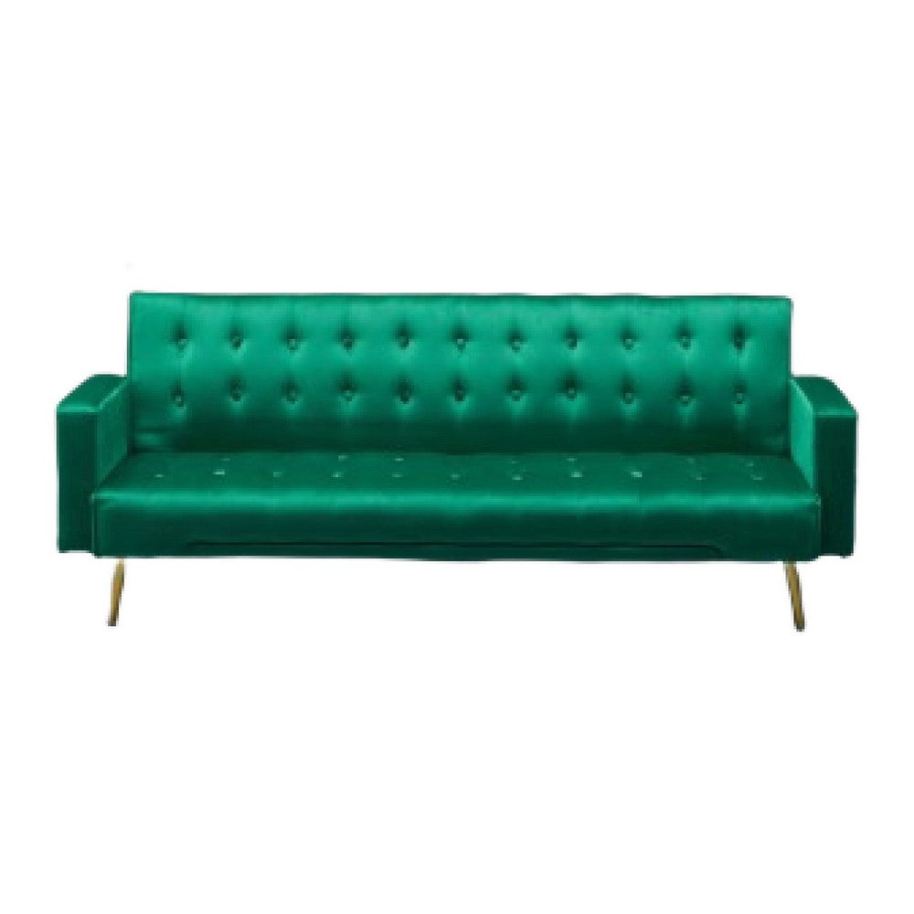 Jera Modern Convertible Sofa Bed | Tufted Dark Green Velvet | 75"