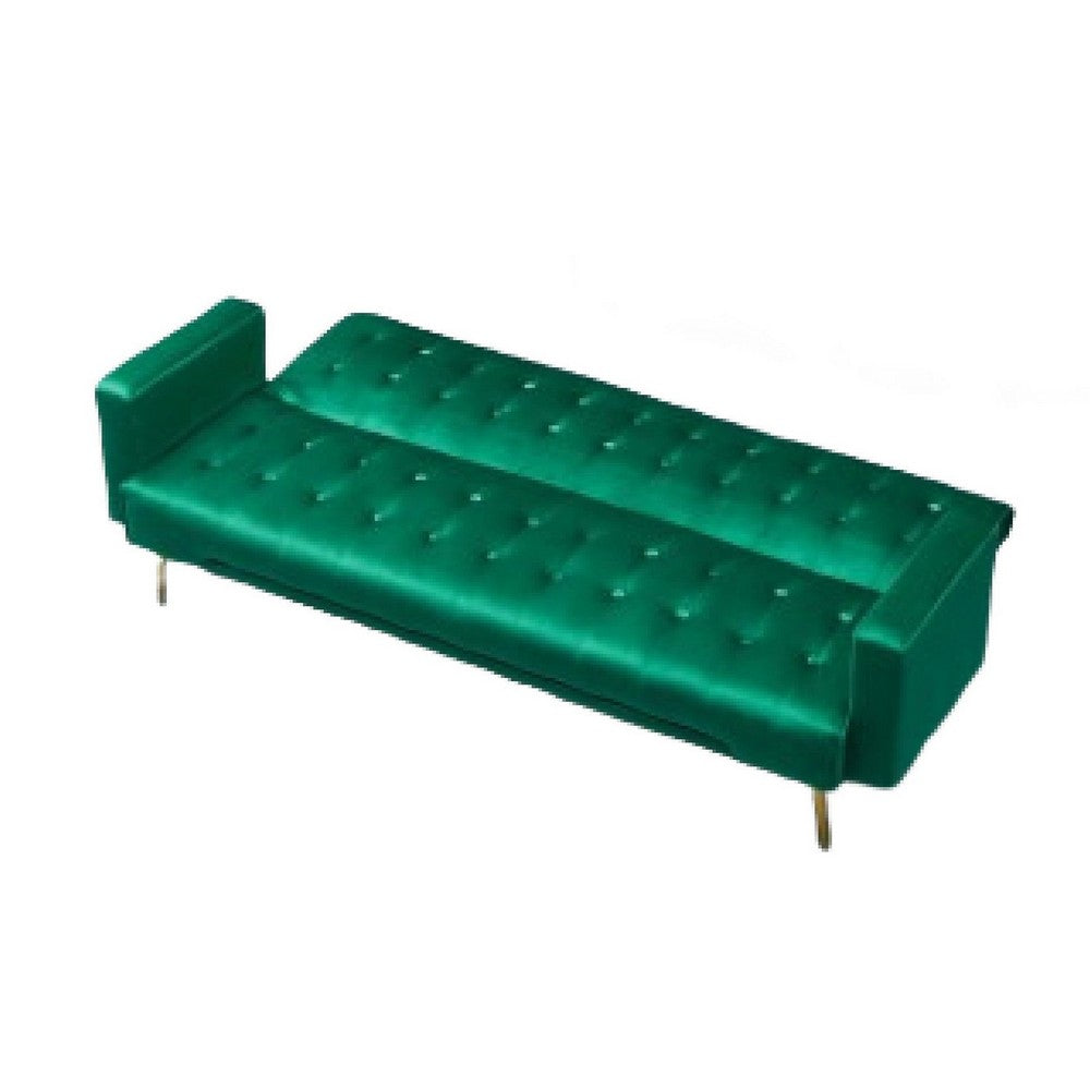 Jera Modern Convertible Sofa Bed | Tufted Dark Green Velvet | 75"