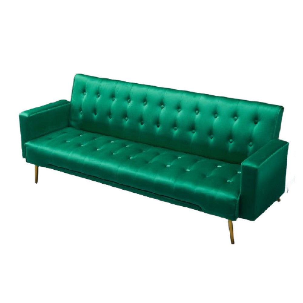 Jera Modern Convertible Sofa Bed | Tufted Dark Green Velvet | 75"