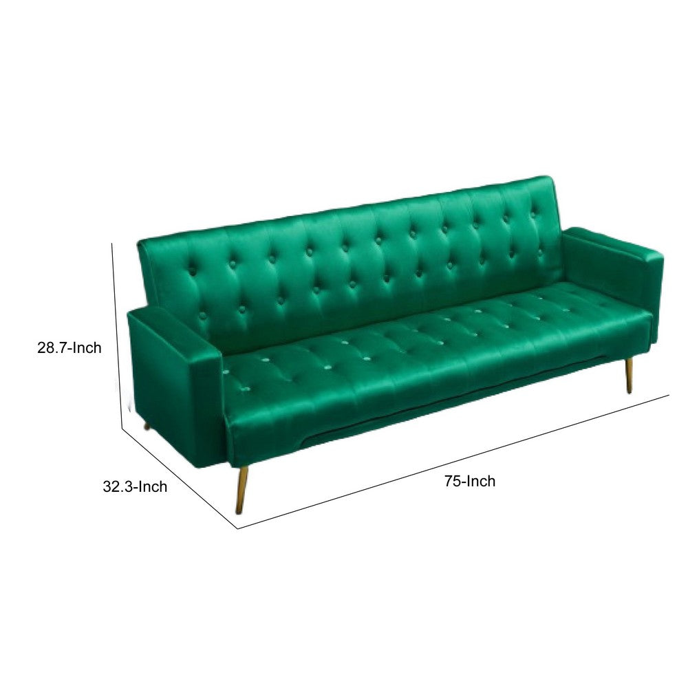Jera Modern Convertible Sofa Bed | Tufted Dark Green Velvet | 75"