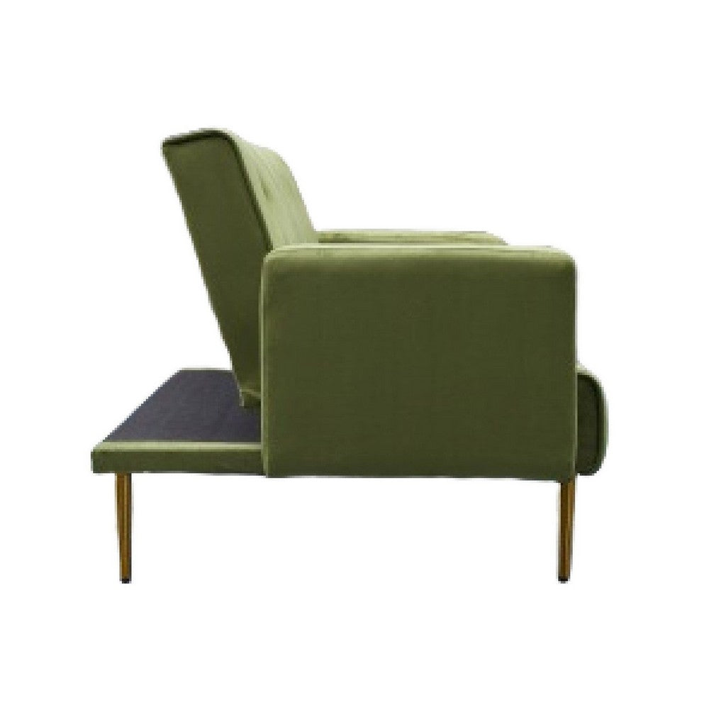 Jera Modern Convertible Sofa Bed | Tufted Army Green Velvet | 75"