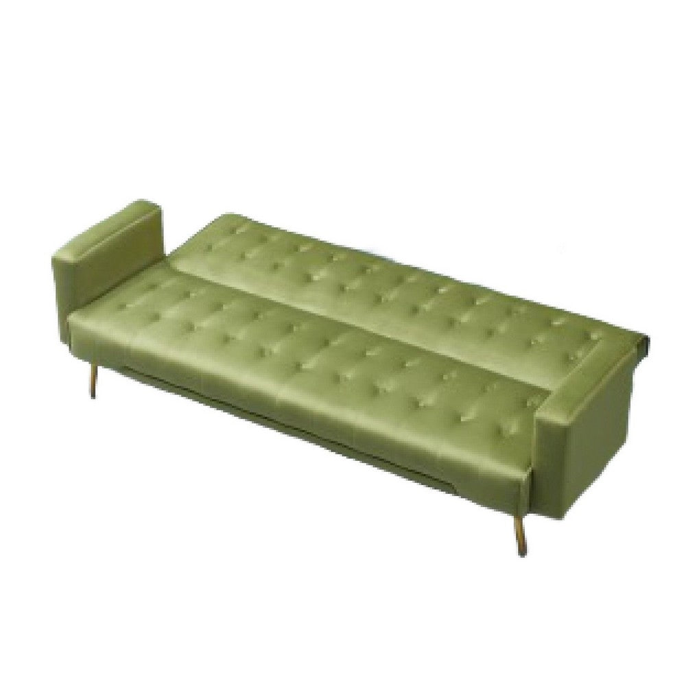 Jera Modern Convertible Sofa Bed | Tufted Army Green Velvet | 75"