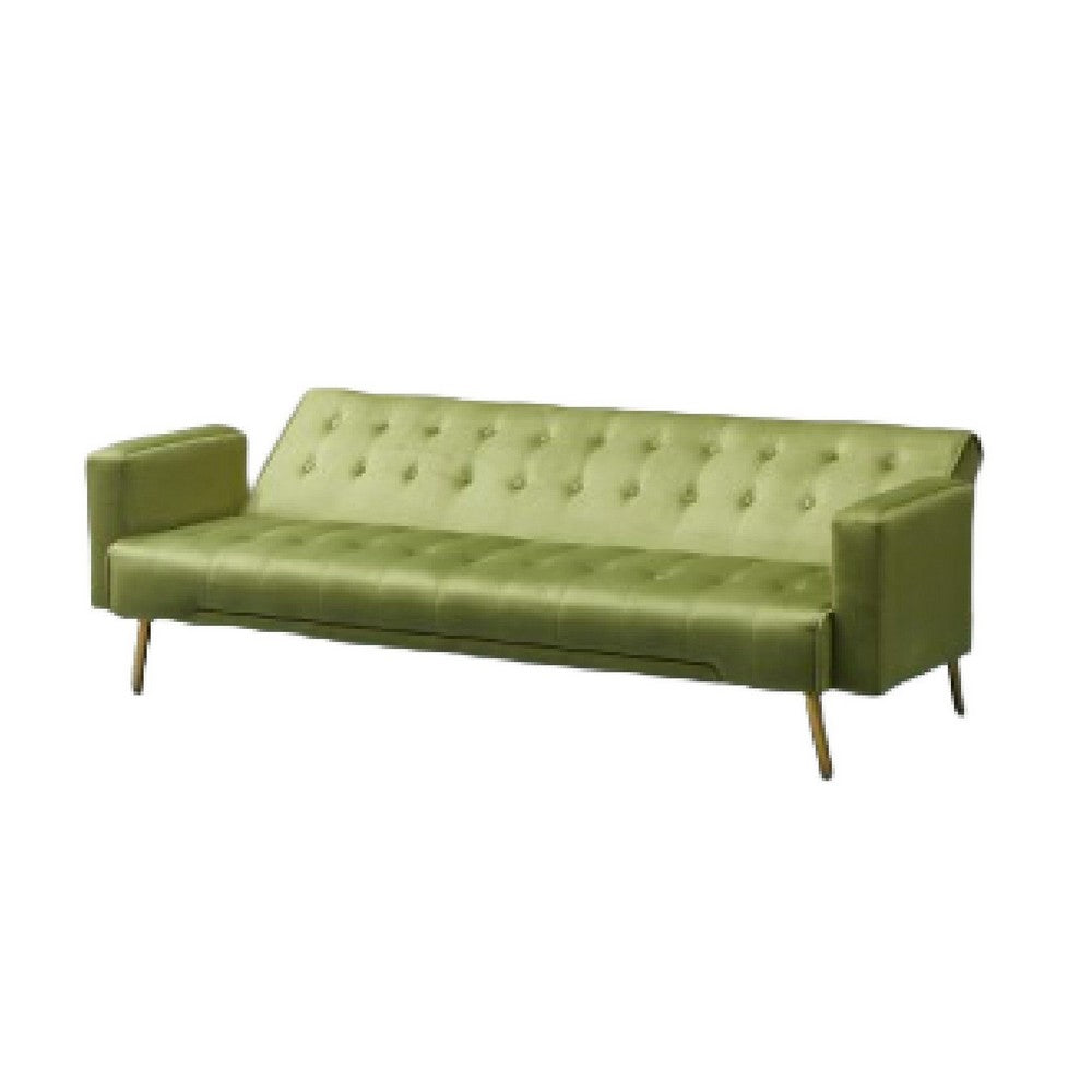 Jera Modern Convertible Sofa Bed | Tufted Army Green Velvet | 75"