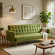Jera Modern Convertible Sofa Bed | Tufted Army Green Velvet | 75"