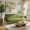 Jera Modern Convertible Sofa Bed | Tufted Army Green Velvet | 75"