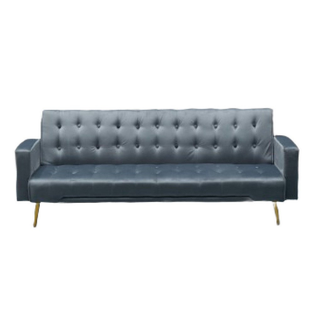 Jera Modern Convertible Sofa Bed | Tufted Dark Gray Velvet | 75"