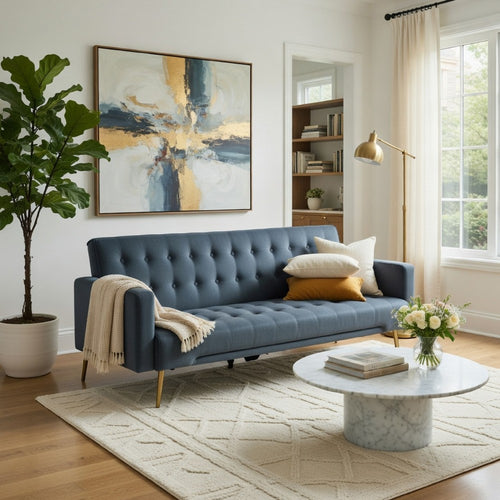 Jera Modern Convertible Sofa Bed | Tufted Dark Gray Velvet | 75"