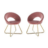 Sera Accent Chair Set of 2 | Rose Pink Velvet | Curved Back | Gold Metal
