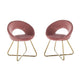 Sera Accent Chair Set of 2 | Rose Pink Velvet | Curved Back | Gold Metal