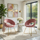 Sera Accent Chair Set of 2 | Rose Pink Velvet | Curved Back | Gold Metal