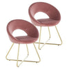 Sera Lounge Chair Set of 2 | Curved Back | Rose Pink Velvet | Gold Metal