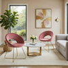 Sera Lounge Chair Set of 2 | Curved Back | Rose Pink Velvet | Gold Metal