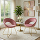 Sera Lounge Chair Set of 2 | Curved Back | Rose Pink Velvet | Gold Metal