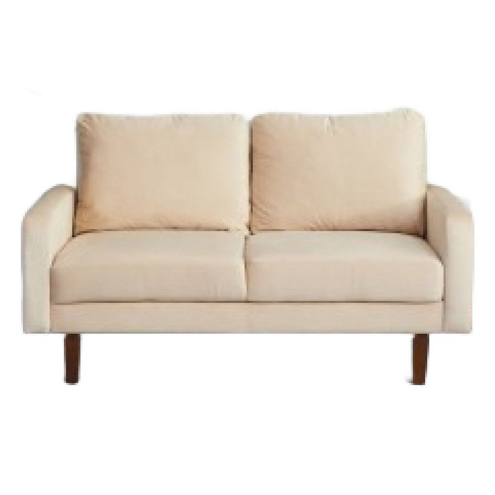 Sezy Loveseat | Beige Microfiber Upholstery | Square Arms | 58"