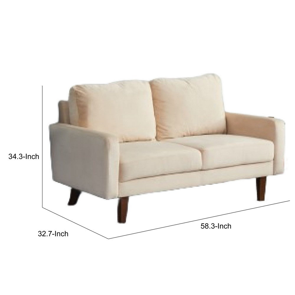 Sezy Loveseat | Beige Microfiber Upholstery | Square Arms | 58"