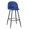 Hezy Bar Stool Chair Set of 2 | Royal Blue Velvet Upholstery | Black