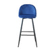 Hezy Bar Stool Chair Set of 2 | Royal Blue Velvet Upholstery | Black