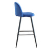 Hezy Bar Stool Chair Set of 2 | Royal Blue Velvet Upholstery | Black