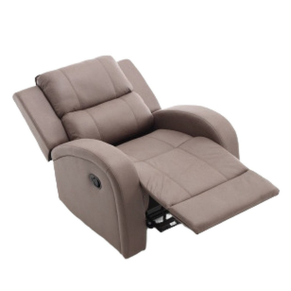 Manual Recliner Chair | Pillow Tufted Back | Brown Faux Leather