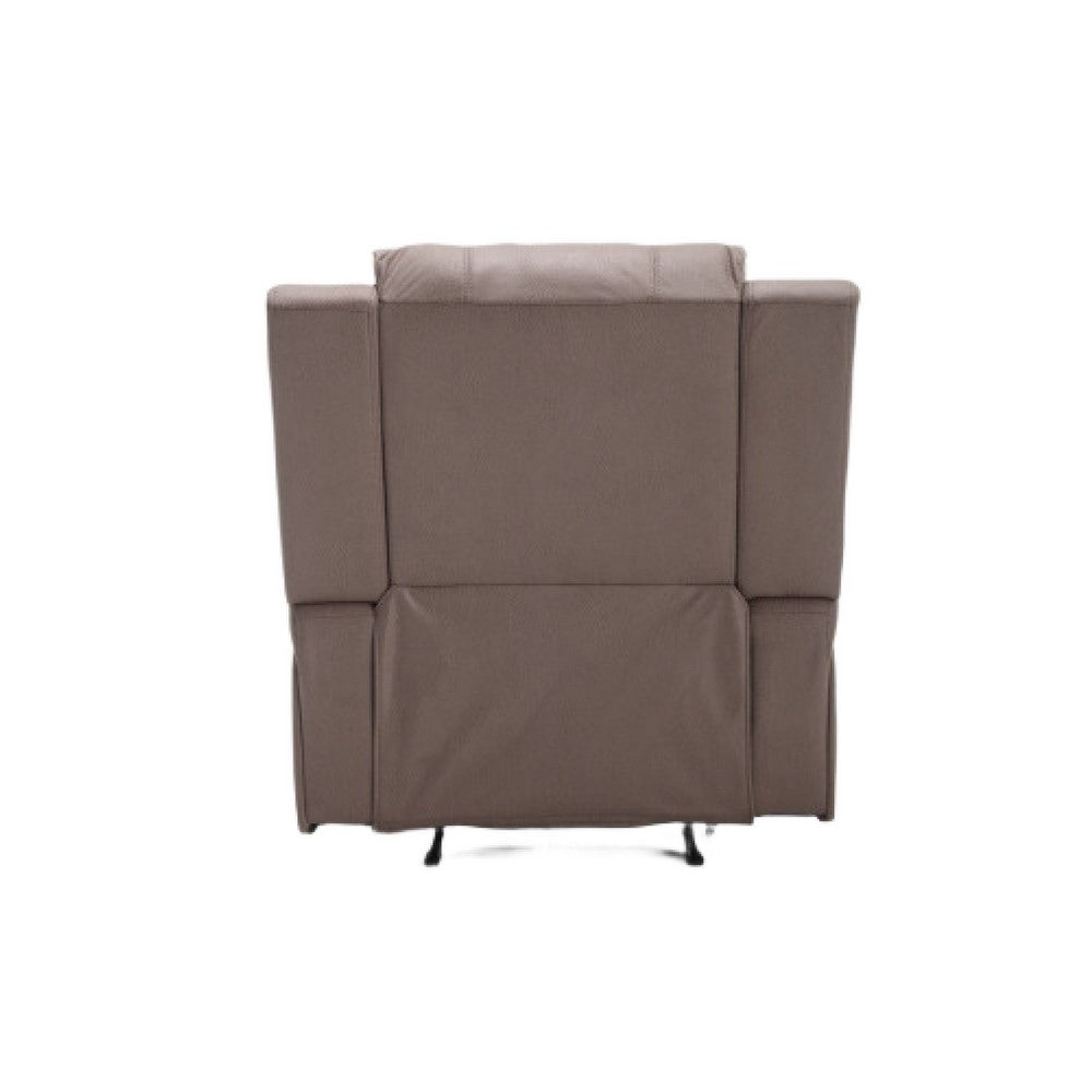 Manual Recliner Chair | Pillow Tufted Back | Brown Faux Leather