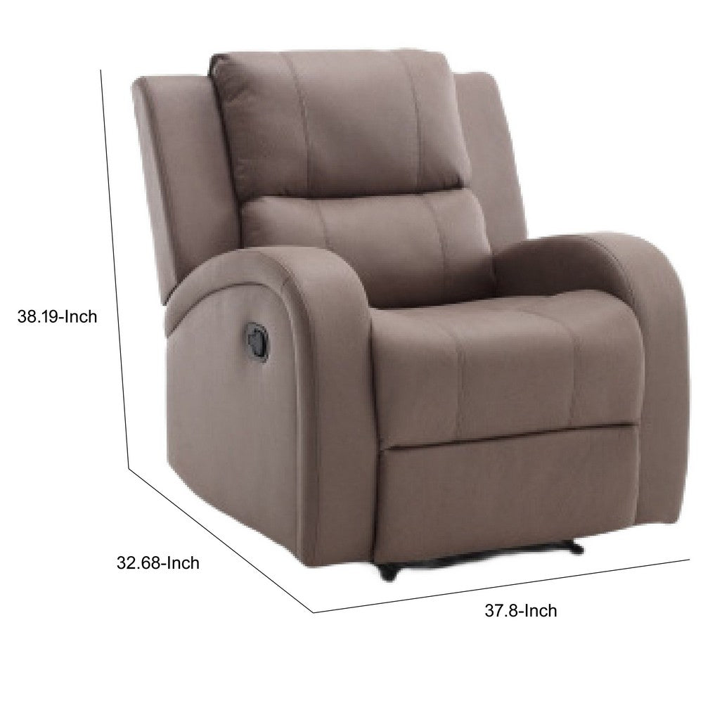 Manual Recliner Chair | Pillow Tufted Back | Brown Faux Leather