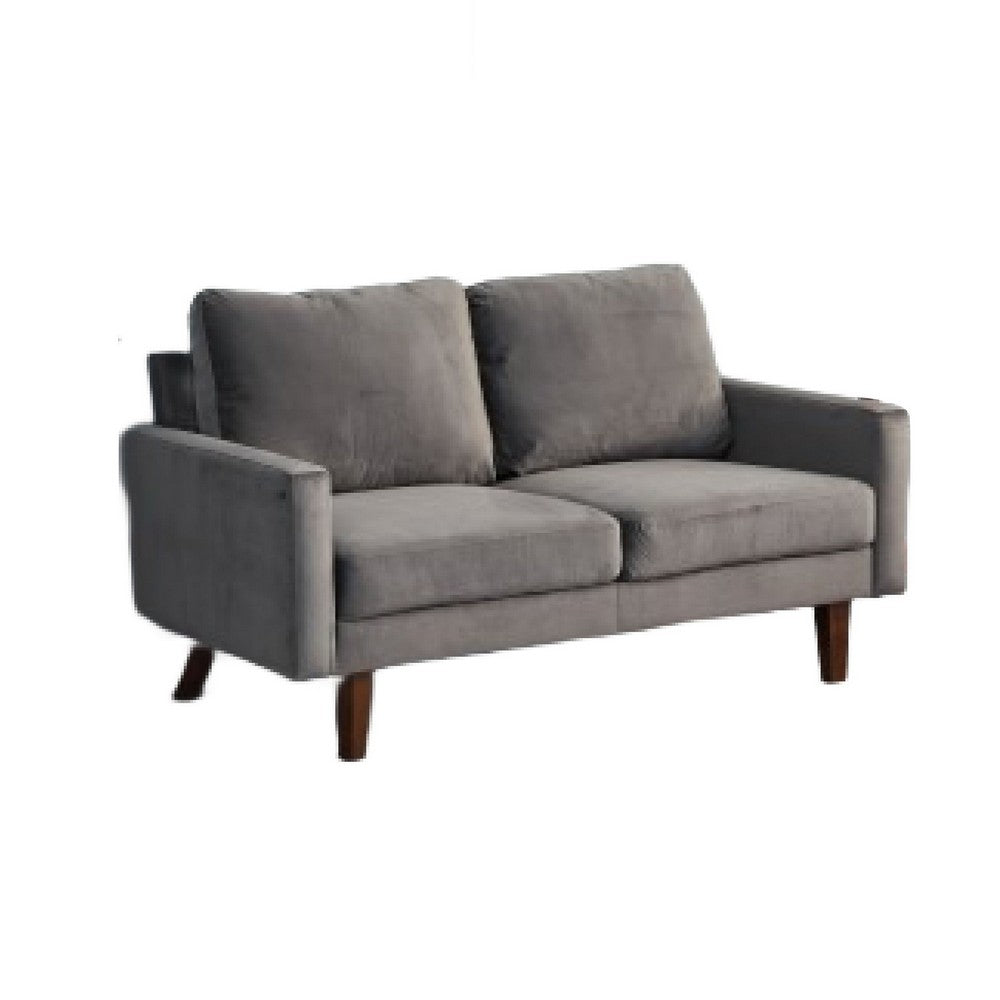 Sezy Loveseat | Dark Gray Microfiber Upholstery | Square Arms | 58"