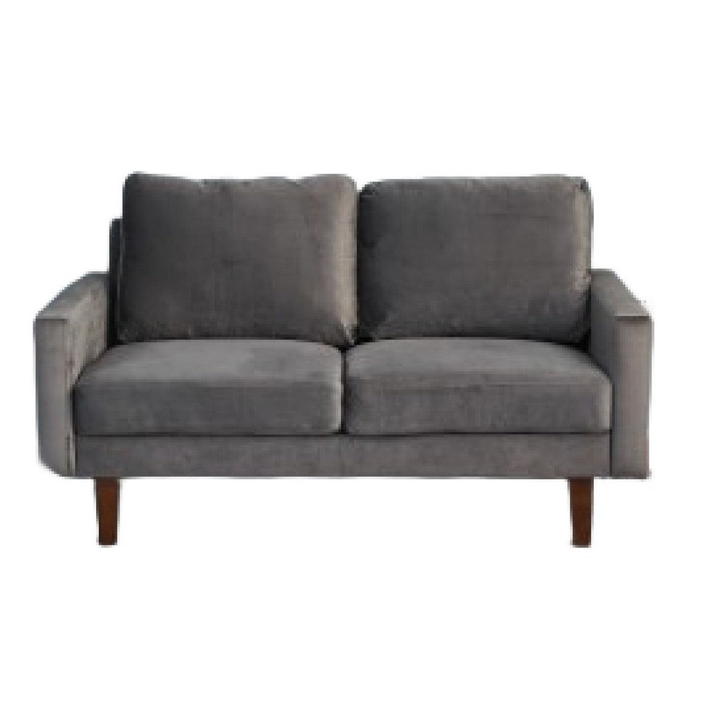 Sezy Loveseat | Dark Gray Microfiber Upholstery | Square Arms | 58"