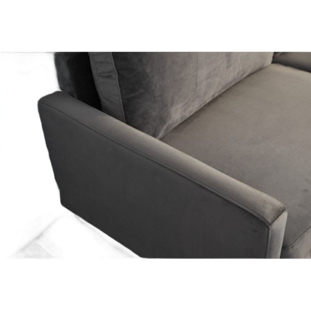 Sezy Loveseat | Dark Gray Microfiber Upholstery | Square Arms | 58"