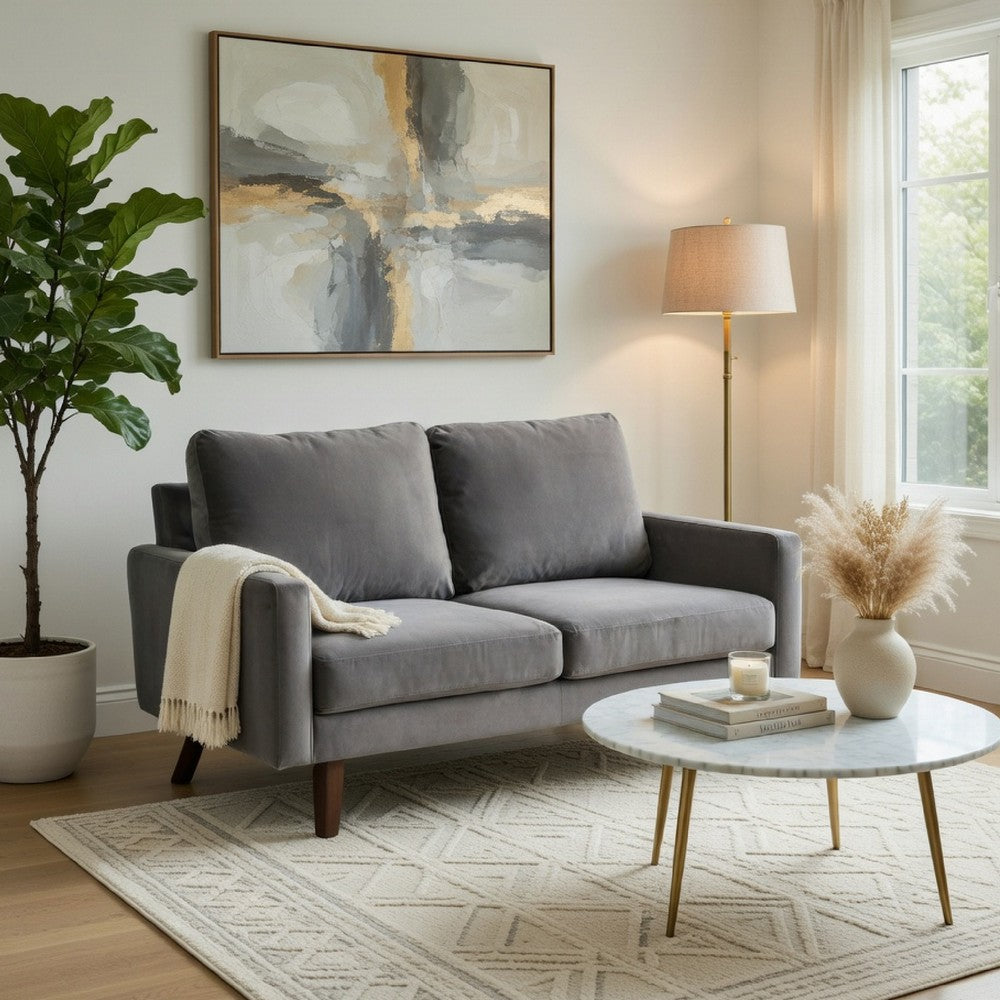 Sezy Loveseat | Dark Gray Microfiber Upholstery | Square Arms | 58"