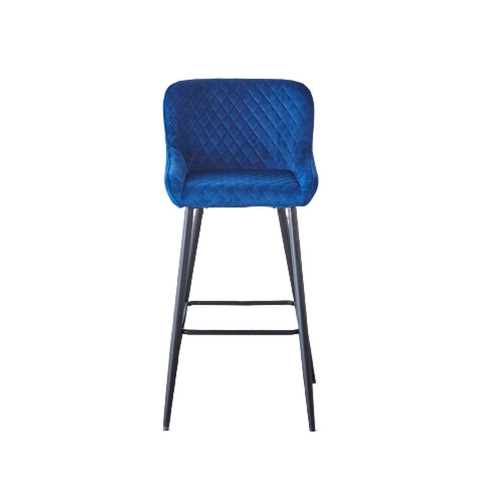 Hezy Counter Stool Chair Set of 2 | Royal Blue Velvet Upholstery | Black