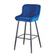 Hezy Counter Stool Chair Set of 2 | Royal Blue Velvet Upholstery | Black