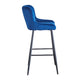 Hezy Counter Stool Chair Set of 2 | Royal Blue Velvet Upholstery | Black