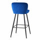Hezy Counter Stool Chair Set of 2 | Royal Blue Velvet Upholstery | Black