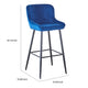 Hezy Counter Stool Chair Set of 2 | Royal Blue Velvet Upholstery | Black
