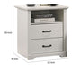 Jori Bedside Nightstand | 2 Drawers | USB Ports | 1 Open Shelf | White