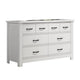Nori 51" Wide Dresser | 6 Drawers with Split Top | Black Handles | White