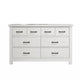 Nori 51" Wide Dresser | 6 Drawers with Split Top | Black Handles | White