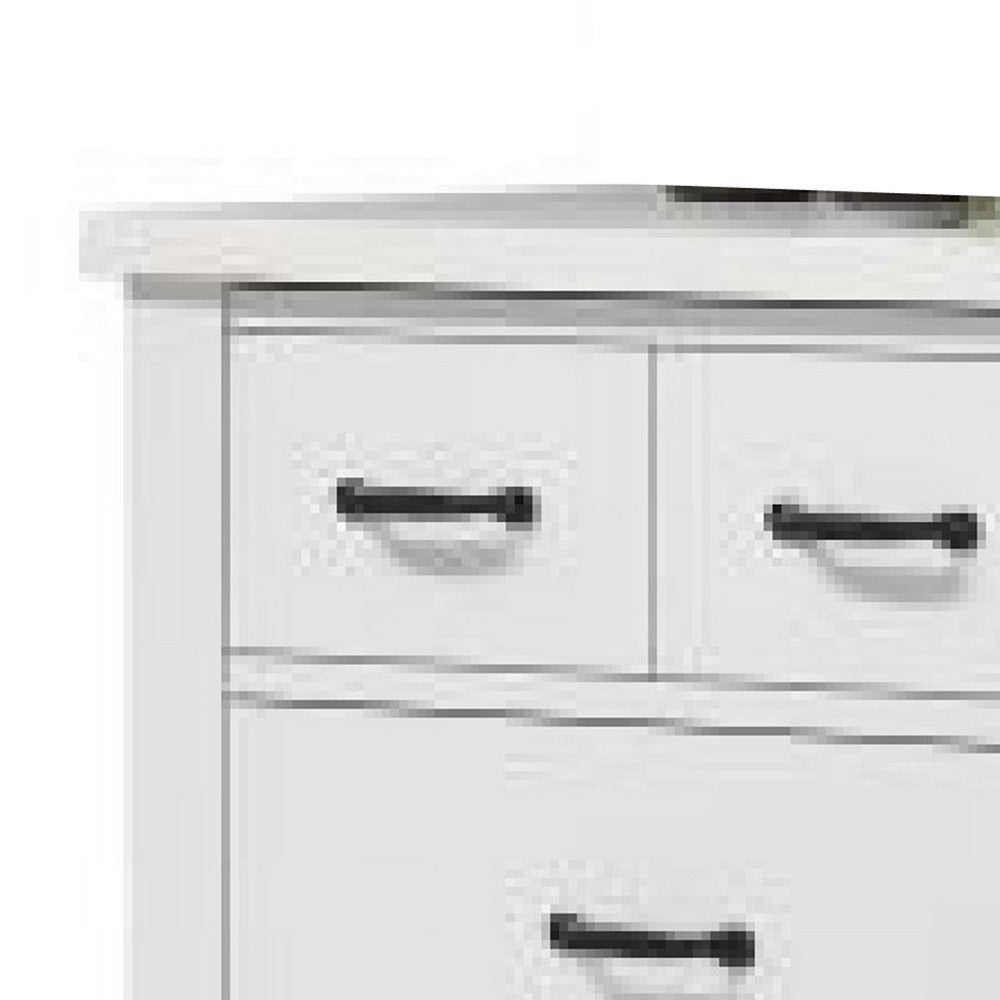 Nori 51" Wide Dresser | 6 Drawers with Split Top | Black Handles | White