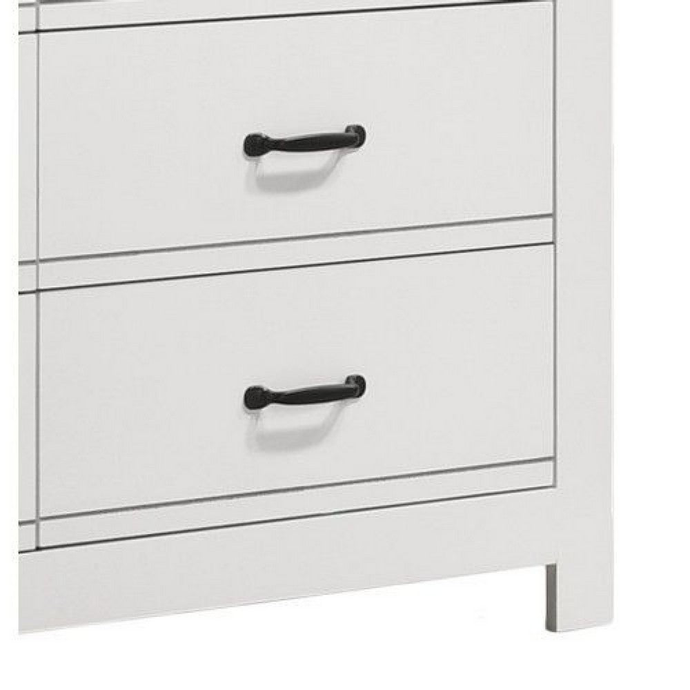 Nori 51" Wide Dresser | 6 Drawers with Split Top | Black Handles | White