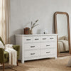 Nori 51" Wide Dresser | 6 Drawers with Split Top | Black Handles | White