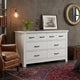 Nori 51" Wide Dresser | 6 Drawers with Split Top | Black Handles | White