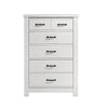 Nori Tall Dresser Chest | 5 Drawers with Split Top | Black Handles | White