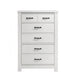 Nori Tall Dresser Chest | 5 Drawers with Split Top | Black Handles | White