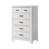 Nori Tall Dresser Chest | 5 Drawers with Split Top | Black Handles | White