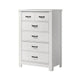 Nori Tall Dresser Chest | 5 Drawers with Split Top | Black Handles | White